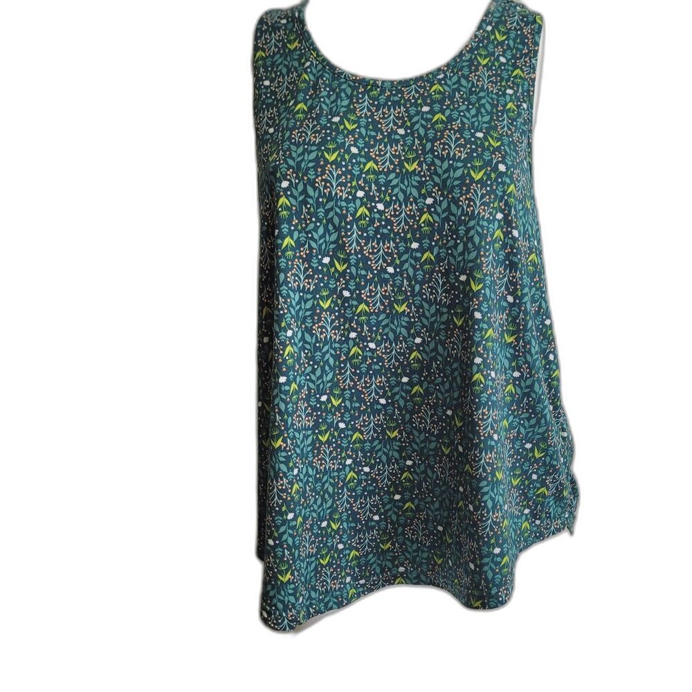 Cynthia Rowley XL tank top stretch pullover sleeveless flower green garden soft